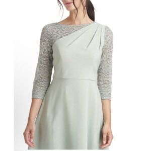 JS Collections Women Asymmetrical Lace-Trim 3/4 Sleeve Fit‎ & Flare Dress Size 8